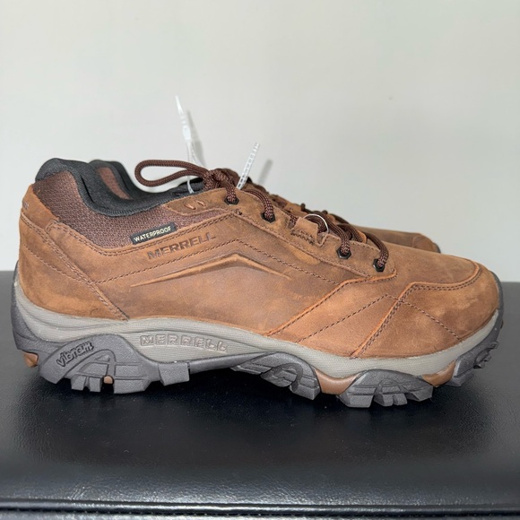 Merrell Men's Sz 12 Moab Adventure Lace Dark Earth Waterproof Hiking Vibram Shoe - Picture 10 of 11